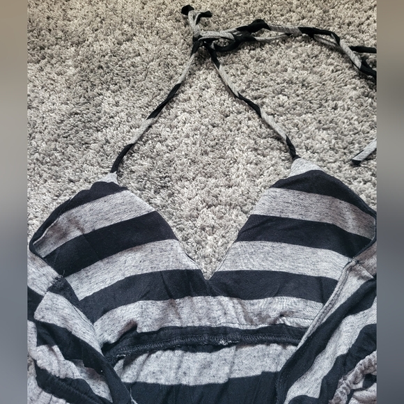 Striped Halter Maxi Dress in Black and Gray Size Small - Picture 4 of 5